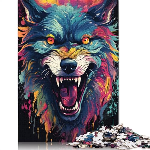 1000-teiliges Puzzle für Erwachsene „Die farbenfrohe Psychedelie des giftigen Wolfsdrachen“ Puzzle für Erwachsene Holzpuzzle Puzzle für Erwachsene Lernspiel-Herausforderung von wuzihanptpt