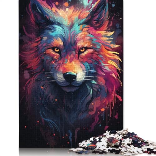 1000-teiliges Puzzle für Erwachsene farbenfrohe Psychedelia des galaktischen Tierwolfs Puzzle für Erwachsene Holzpuzzle Puzzle für Erwachsene Lernspiel-Herausforderung von wuzihanptpt