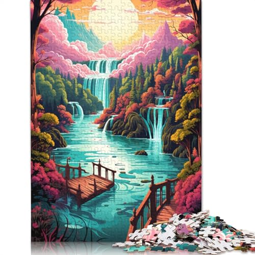 1000-teiliges Puzzle für Erwachsene farbenfrohes psychedelisches Motiv der Plitvicer Seen Puzzle für Erwachsene Holzpuzzle Puzzle für Erwachsene Lernspiel-Herausforderung von wuzihanptpt