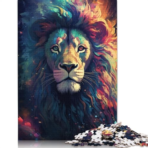 Lustiges Puzzle für Erwachsene 1000 Teile Nebellöwe farbenfrohe psychedelische Puzzles für Holzpuzzles pädagogisches Spielzeug zum Stressabbau Puzzle 1000 Teile (75 x 50 cm) von wuzihanptpt