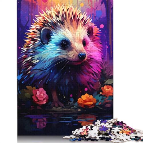 Puzzle 1000 Teile Farbmalerei Igel-Puzzle für Erwachsene Holzpuzzle Heimdekoration 1000 Teile (75 x 50 cm) von wuzihanptpt