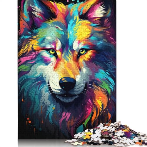 Puzzle 1000 Teile buntes Gemälde Wolfspuzzle für Erwachsene Holzpuzzle Heimdekoration 1000 Teile (75 x 50 cm) von wuzihanptpt