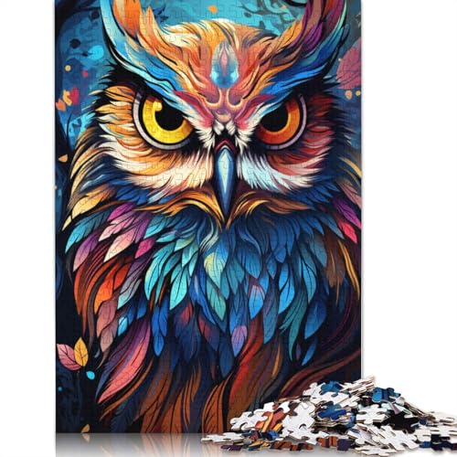 Puzzle 1000 Teile für Erwachsene Malen Farbe Tier Eule Puzzle für Erwachsene Holzpuzzle Lernspiele für Erwachsene und Kinder 1000 Teile (75 x 50 cm) von wuzihanptpt