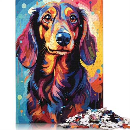 Puzzle 1000 Teile für Erwachsene Malen bunter Dackel Puzzle für Erwachsene Papierpuzzle Lernspiele für Erwachsene und Kinder 1000 Teile (38 x 26 cm) von wuzihanptpt