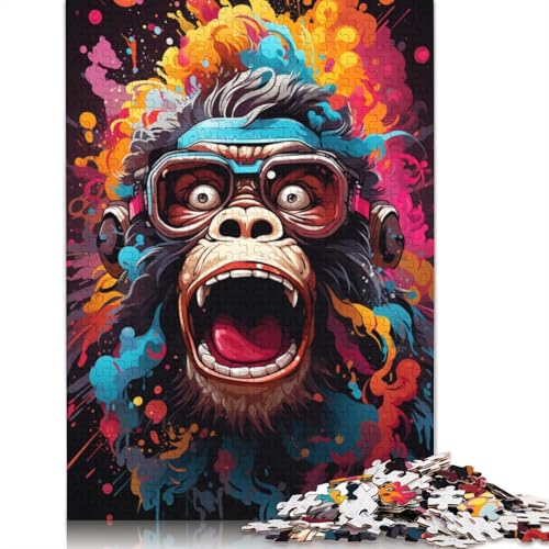 Puzzle 1000 Teile für Erwachsene Malen bunter Orang-Utan-Boss Puzzle für Erwachsene Papierpuzzle Lernspiele für Erwachsene und Kinder 1000 Teile (38 x 26 cm) von wuzihanptpt