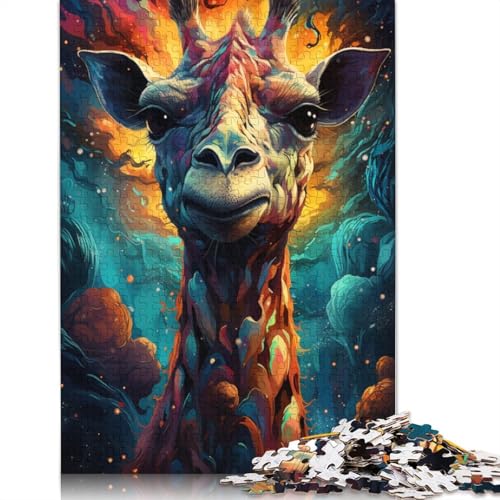 Puzzle 1000 Teile für Erwachsene buntes psychedelisches Galaxie-Giraffe-Puzzle für Erwachsene Holzpuzzle Lernspiele für Erwachsene und Kinder 1000 Teile (75 x 50 cm) von wuzihanptpt