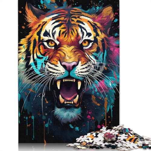 Puzzle Bunter Tiger 1000 Teile Holzpuzzle für Erwachsene und Kinder ab Jahren tolles Geschenk für Erwachsene 1000 Teile (75 x 50 cm) von wuzihanptpt