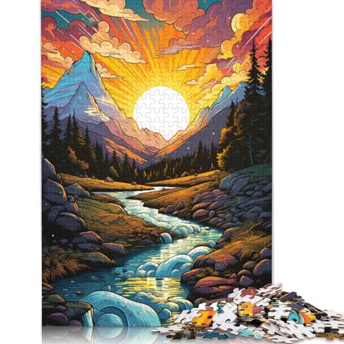 Puzzle Fantasie Bunte Flusslandschaft 1000 Teile Puzzle für Erwachsene Papierpuzzle für Erwachsene und Kinder ab Jahren Lustige Puzzlespiele 1000 Teile (38x26cm) von wuzihanptpt