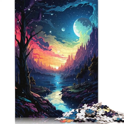 Puzzle Fantasie-Nachtansicht 1000 Teile Holzpuzzle für Erwachsene und Kinder tolles Geschenk für Erwachsene 1000 Teile (75 x 50 cm) von wuzihanptpt