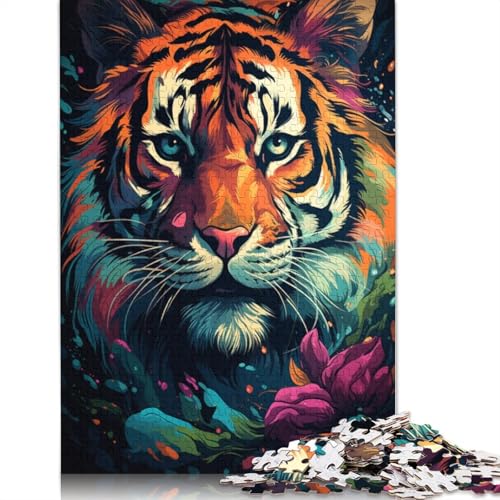 Puzzle Wildes Tigergemälde 1000 Teile Holzpuzzle für Erwachsene und Kinder ab Jahren tolles Geschenk für Erwachsene 1000 Teile (75 x 50 cm) von wuzihanptpt