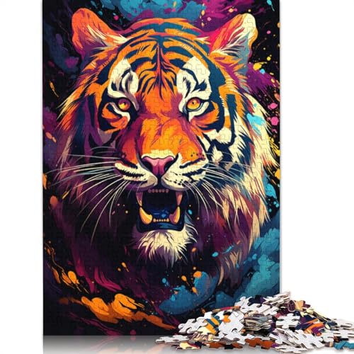 Puzzle bunter Aquarelltiger 1000 Teile Holzpuzzle für Erwachsene und Kinder ab Jahren tolles Geschenk für Erwachsene 1000 Teile (75 x 50 cm) von wuzihanptpt
