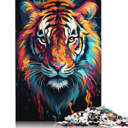Puzzle farbenfroher Fantasietiger 1000 Teile Holzpuzzle für Erwachsene und Kinder ab Jahren tolles Geschenk für Erwachsene 1000 Teile (75 x 50 cm) von wuzihanptpt