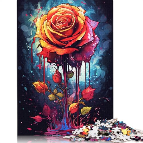 Puzzle für „Blutige Malerei-Rose“ 1000 Teile Puzzle aus Holz für Erwachsene und Kinder ab Jahren Lernspiel Herausforderungsspielzeug 1000 Teile (75 x 50 cm) von wuzihanptpt