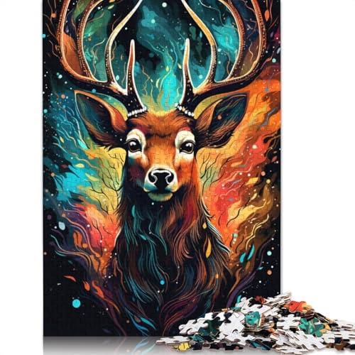 Puzzle für Erwachsene „Die farbenfrohe Psychedelia der Sternennacht Hirsch“ 1000 Teile Puzzle für Erwachsene Geschenke aus Papier Puzzles für Kinder ab Jahren Lernspiel Herausforderungsspielzeug von wuzihanptpt