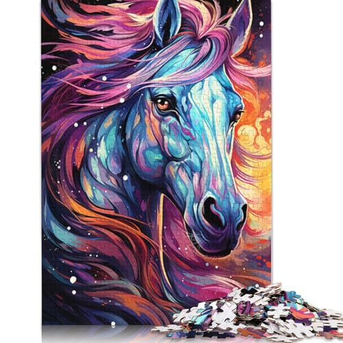 Puzzle für Erwachsene „Die farbenfrohe Psychedelia des Galaxie-Pferdes“ 1000 Teile Puzzle aus Papier Puzzle für Kinder ab Jahren Lernspiel 1000 Teile (38 x 26 cm) von wuzihanptpt