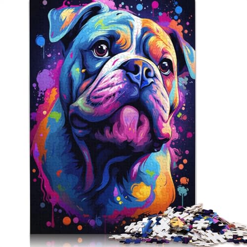 Puzzle für Erwachsene „Die farbenfrohe Psychedelie Einer sanften Bulldogge“ 1000-teiliges Puzzle Holzpuzzle für Erwachsene und Kinder ab 18 Jahren anspruchsvolle Puzzles für Erwachsene von wuzihanptpt