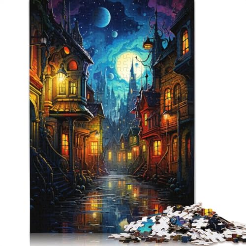 Puzzle für Erwachsene „Die farbenfrohe Psychedelie der Stadt nach dem Regen“ Puzzle 1000 Teile für Erwachsene Holzpuzzle für Erwachsene und Kinder ab Jahren Familienpuzzlespiel von wuzihanptpt
