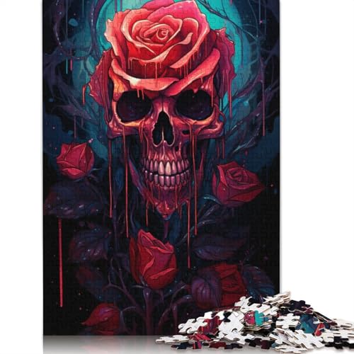 Puzzle für Erwachsene 1000 Teile Blutrosen-Totenkopf-Puzzle für Erwachsene Papierpuzzle anspruchsvolles Spiel 1000 Teile (38 x 26 cm) von wuzihanptpt