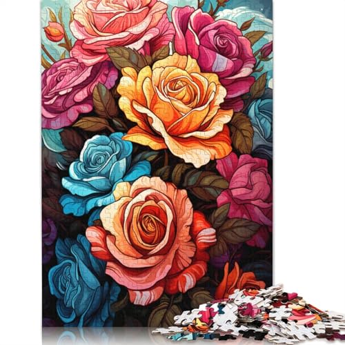 Puzzle für Erwachsene 1000 Teile Bunte Rosen Puzzle für Erwachsene Papierpuzzle anspruchsvolles Spiel 1000 Teile (38 x 26 cm) von wuzihanptpt