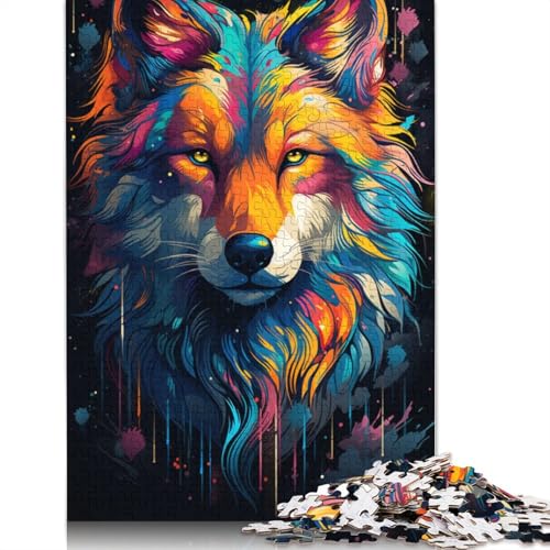 Puzzle für Erwachsene 1000 Teile Bunte psychedelische Wölfe Holzpuzzle Heimdekorationspuzzle 1000 Teile (75 x 50 cm) von wuzihanptpt