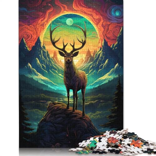 Puzzle für Erwachsene 1000 Teile Farbiger Hirsch Puzzle für Erwachsene Holzpuzzle Lernspiel 1000 Teile (75 x 50 cm) von wuzihanptpt