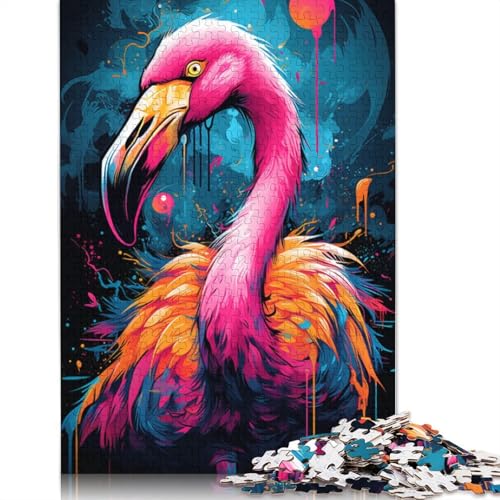 Puzzle für Erwachsene 1000 Teile Farbmalerei Flamingo-Puzzles für Erwachsene Holzpuzzles Lernspiel 1000 Teile (75 x 50 cm) von wuzihanptpt