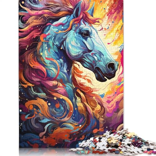 Puzzle für Erwachsene 1000 Teile Farbmalerei Pferdepuzzle für Erwachsene Papierpuzzle Lernspiel 1000 Teile (38 x 26 cm) von wuzihanptpt