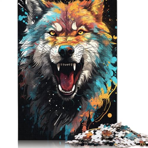 Puzzle für Erwachsene 1000 Teile Farbmalerei Wolf-Puzzle für Erwachsene Papierpuzzle anspruchsvolles Spiel 1000 Teile (38 x 26 cm) von wuzihanptpt