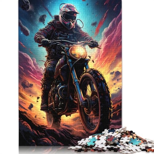 Puzzle für Erwachsene 1000 Teile Gemälde eines Motorradfahrers Puzzle für Erwachsene Holzpuzzle Lernspiel 1000 Teile (75 x 50 cm) von wuzihanptpt