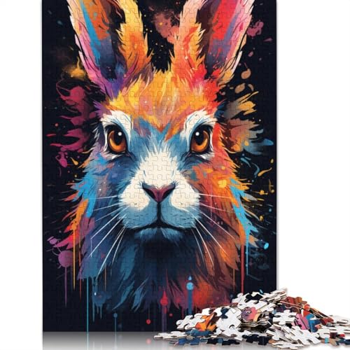 Puzzle für Erwachsene 1000 Teile Psychedelischer bunter Hase Puzzle für Erwachsene und Kinder Papierpuzzle Lernspielzeug 1000 Teile (38 x 26 cm) von wuzihanptpt