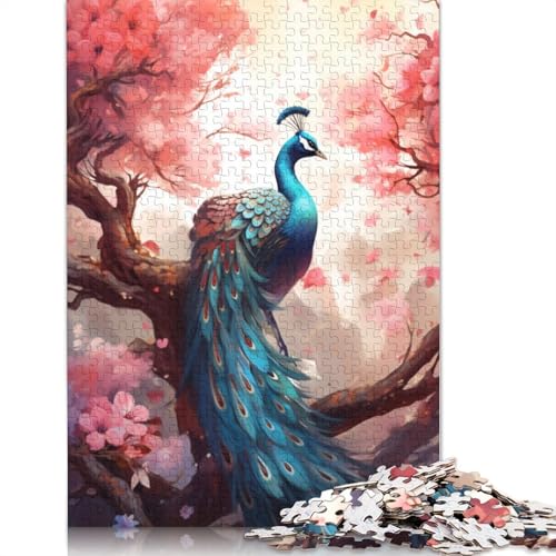 Puzzle für Erwachsene 1000 Teile Sakura und Pfau Puzzle für Erwachsene Papierpuzzle Lernspiel 1000 Teile (38 x 26 cm) von wuzihanptpt