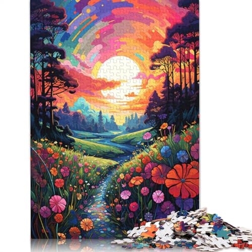 Puzzle für Erwachsene 1000 Teile Wildes Grasland bei Sonnenuntergang Puzzles für Erwachsene Holzpuzzle Lernspielzeug 1000 Teile (75 x 50 cm) von wuzihanptpt