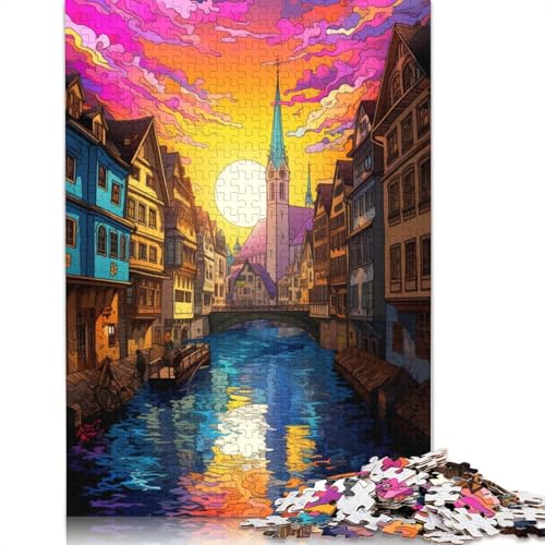Puzzle für Erwachsene 1000 Teile Zürich_Altstadt Puzzle für Erwachsene Holzpuzzle anspruchsvolles Spiel 1000 Teile (75 x 50 cm) von wuzihanptpt