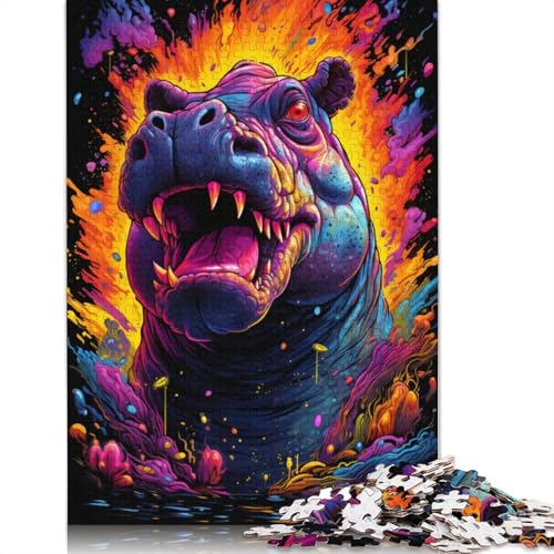 Puzzle für Erwachsene 1000 Teile buntes Nilpferd-Puzzle für Erwachsene Papierpuzzle Lernspiel 1000 Teile (38 x 26 cm) von wuzihanptpt