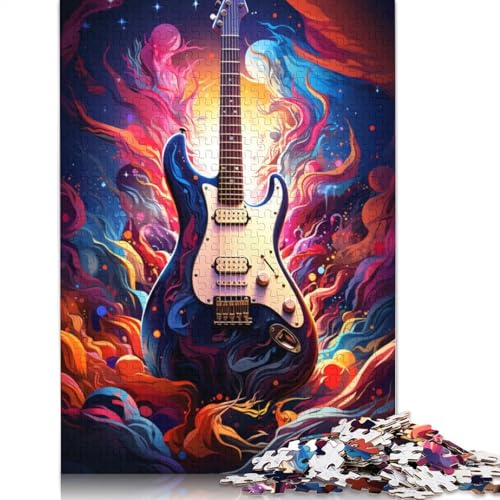 Puzzle für Erwachsene 1000 Teile buntes psychedelisches E-Gitarren-Puzzle Holzpuzzle Puzzle für Erwachsene Geschenke 1000 Teile (75 x 50 cm) von wuzihanptpt