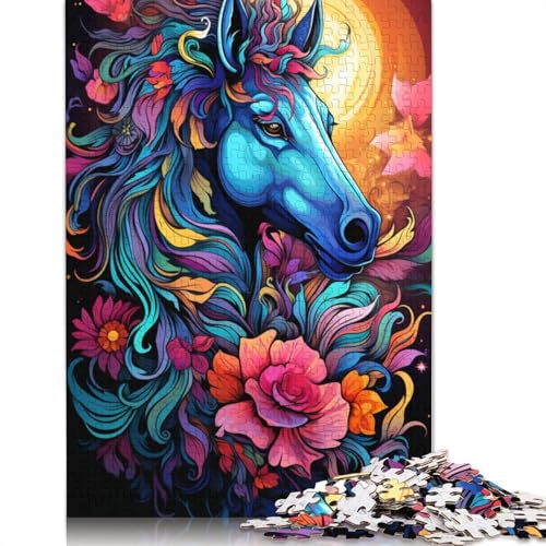 Puzzle für Erwachsene 1000 Teile buntes psychedelisches Pferdepuzzle für Erwachsene Papierpuzzle Lernspiel 1000 Teile (38 x 26 cm) von wuzihanptpt