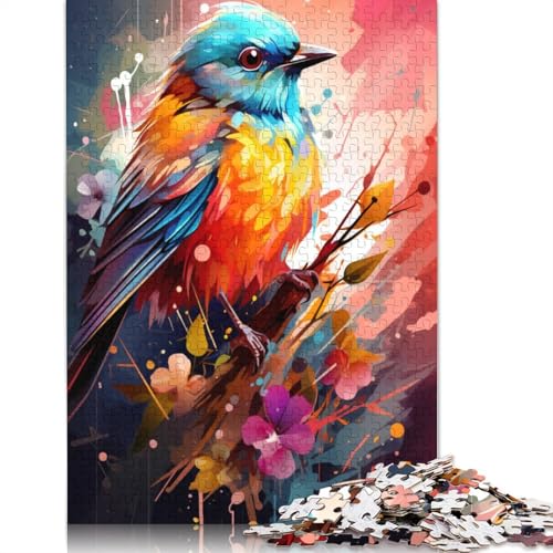 Puzzle für Erwachsene 1000 Teile farbenfrohe Psychedelie eines süßen kleinen Blauvogels Puzzle für Erwachsene Papierpuzzle Denksport-Puzzle für Erwachsene 1000 Teile (38 x 26 cm) von wuzihanptpt