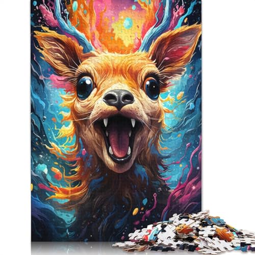Puzzle für Erwachsene 1000 Teile farbenfrohe Psychedelie eines süßen kleinen Hirsches Papierpuzzle für Erwachsene Erwachsene und Kinder 1000 Teile (38 x 26 cm) von wuzihanptpt
