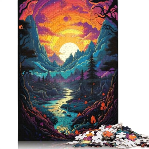 Puzzle für Erwachsene 1000 Teile farbenfrohes psychedelisches Fantasielandschaftspuzzle für Erwachsene Holzpuzzle Lernspiel 1000 Teile (75 x 50 cm) von wuzihanptpt