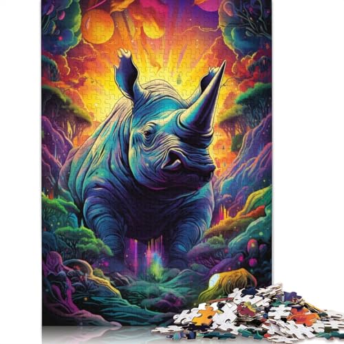 Puzzle für Erwachsene 1000 Teile farbiges Nashorn-Puzzle für Erwachsene Papierpuzzle Lernspiel 1000 Teile (38 x 26 cm) von wuzihanptpt