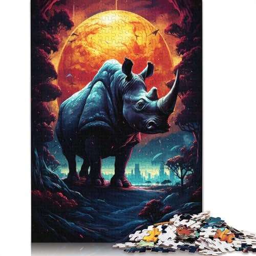 Puzzle für Erwachsene 1000 Teile farbiges Nashorn-Puzzle für Erwachsene Papierpuzzle anspruchsvolles Spiel 1000 Teile (38 x 26 cm) von wuzihanptpt