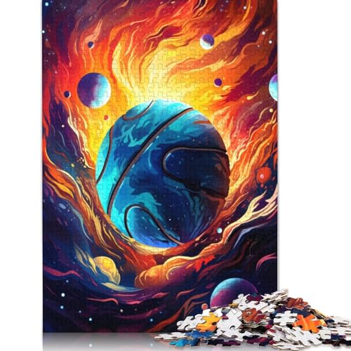 Puzzle für Erwachsene Basketball umgeben von Planeten 1000 Teile Puzzle aus Papier Puzzle für Kinder ab Jahren Lernspiel 1000 Teile (38 x 26 cm) von wuzihanptpt