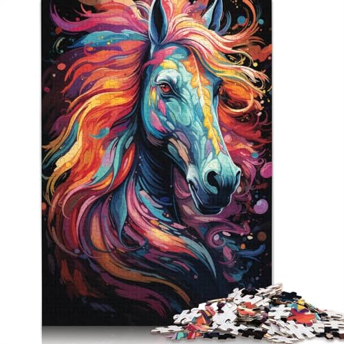 Puzzle für Erwachsene Bunte Pferde auf dem Planeten 1000 Teile Puzzle aus Holz für Erwachsene geeignet für Kinder ab Jahren tolles Geschenk für Erwachsene 1000 Teile (75 x 50 cm) von wuzihanptpt