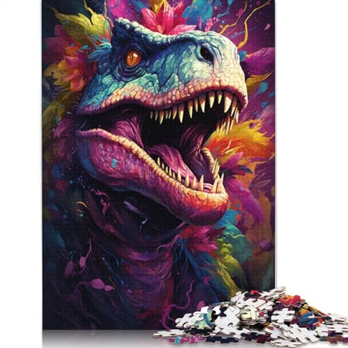 Puzzle für Erwachsene Bunte Psychedelia der Dinosaurier 1000 Teile Holzpuzzle für Kinder ab Jahren Lernspiel 1000 Teile (75 x 50 cm) von wuzihanptpt