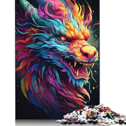 Puzzle für Erwachsene Bunter Drache 1000 Teile Puzzle für Erwachsene und Kinder Holzpuzzle Entspannungspuzzle Spiele 1000 Teile (75 x 50 cm) von wuzihanptpt