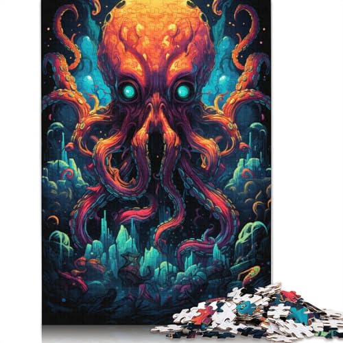 Puzzle für Erwachsene Bunter Psychedelischer Oktopus im Sternenhimmel 1000 Teile Puzzle aus Papier Puzzle für Kinder ab Jahren Lernspiel 1000 Teile (38 x 26 cm) von wuzihanptpt