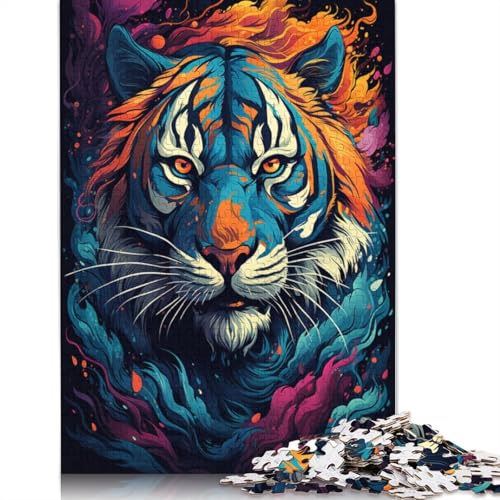 Puzzle für Erwachsene Fantasie bunter Tiger 1000 Teile Puzzle Holzpuzzle für Kinder ab Jahren Lernspiel 1000 Teile (75 x 50 cm) von wuzihanptpt