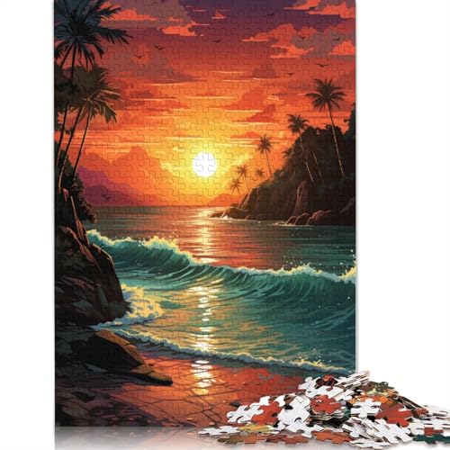 Puzzle für Erwachsene Fantasiestrand bei Sonnenuntergang 1000 Teile Puzzle für Erwachsene Geschenke Holzpuzzle für Kinder ab Jahren Lernspiel Herausforderungsspielzeug 1000 Teile (75 x 50 cm) von wuzihanptpt