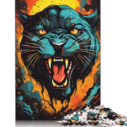 Puzzle für Erwachsene Farbfantasie Schwarzer Panther 1000 Teile Puzzle Holzpuzzle für Kinder ab Jahren Lernspiel 1000 Teile (75 x 50 cm) von wuzihanptpt