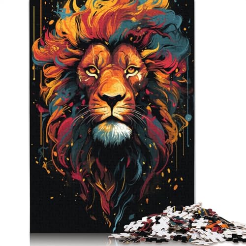 Puzzle für Erwachsene Farbgemälde eines Löwen 1000 Teile Holzpuzzle für Erwachsene und Kinder ab Jahren Herausforderungsspielzeug 1000 Teile (75 x 50 cm) von wuzihanptpt